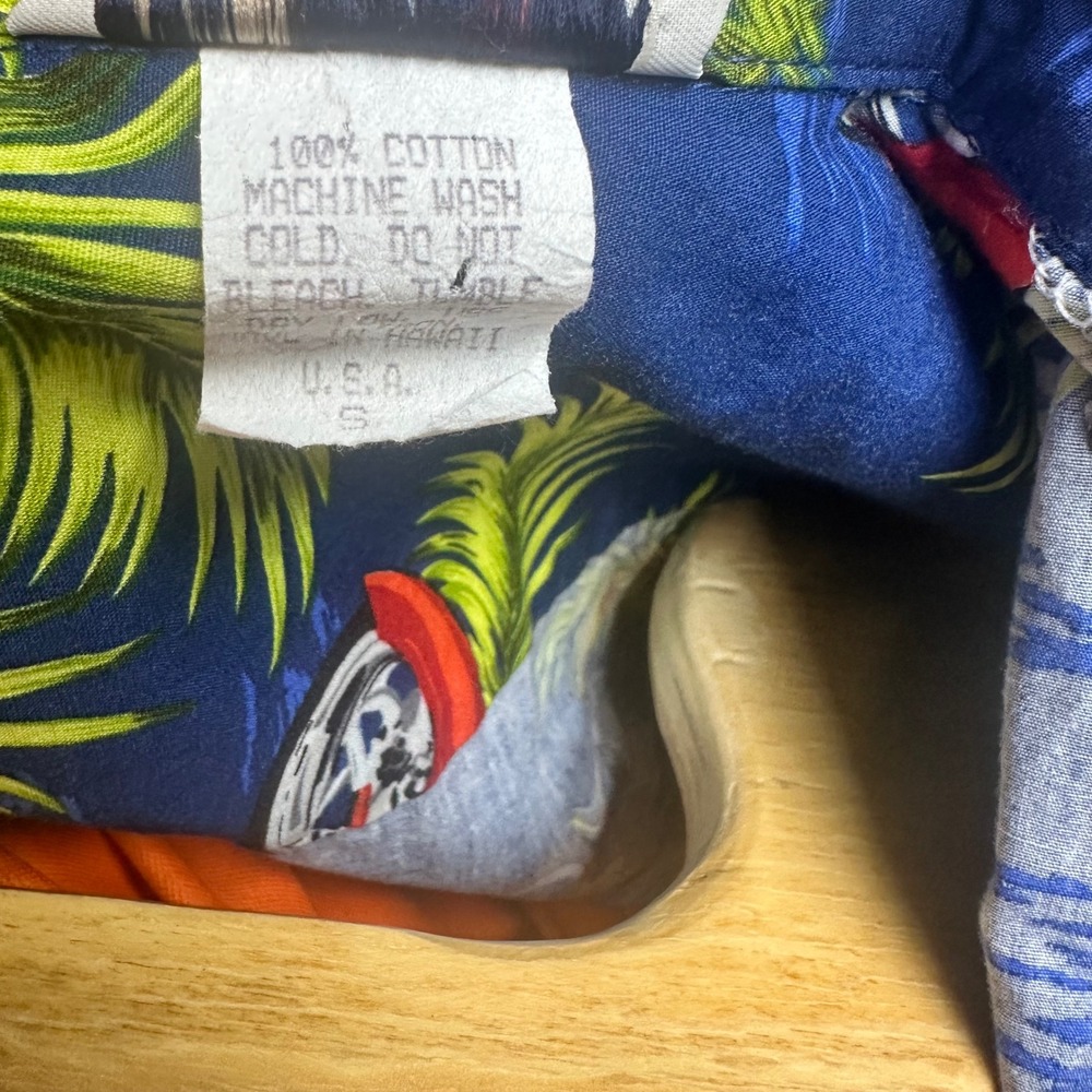 Aloha Republic Hawaiian  Shirt Men S Blue Motorcycle Palm Tree Tropical - Picture 3 of 8